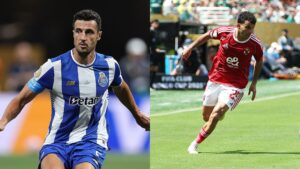 Na imagem à esquerda, Ivan Marcano, do Porto. Na imagem à direita, Hossam Ashour, do Al Ahly