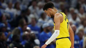 Tyrese Haliburton, do Indiana Pacers, durante jogo 5 das finais da NBA