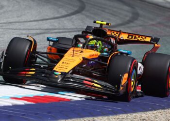 Lando Norris, piloto da McLaren, durante qualificação do GP da Áustria