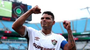 Thiago Silva, do Fluminense, comemora classificação