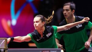 Hugo Calderano e Bruna Takahashi disputaram a final das duplas na Eslovênia.