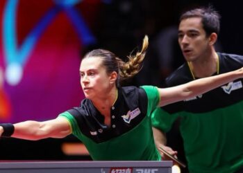Hugo Calderano e Bruna Takahashi disputaram a final das duplas na Eslovênia.