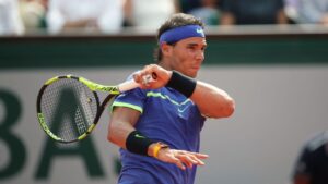 Rafael Nadal e a raquete usada em Roland Garros no ano de 2017