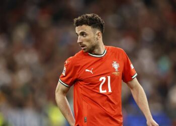 Diogo jota, de Portugal, durante jogo contra a Alemanha