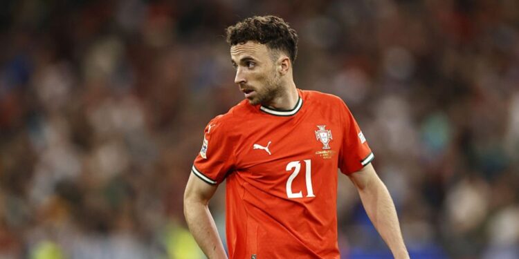 Diogo jota, de Portugal, durante jogo contra a Alemanha