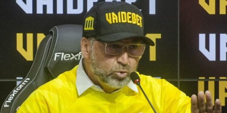 Augusto Melo, presidente do Corinthians, durante entrevista coletiva