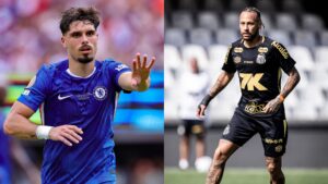 Pedro Neto, campeão com o Chelsea, e Neymar.