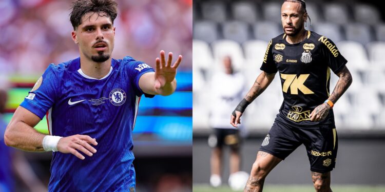 Pedro Neto, campeão com o Chelsea, e Neymar.