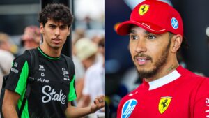 Gabriel Bortoleto e Lewis Hamilton na F1.