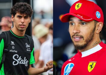Gabriel Bortoleto e Lewis Hamilton na F1.