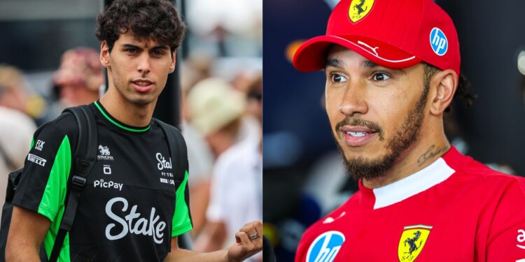 Gabriel Bortoleto e Lewis Hamilton na F1.