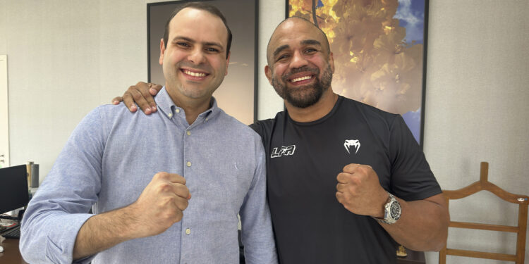 Renato Junqueira e Rafael Feijão no encontro desta terça- Foto: Divulgação/LFA Brasil