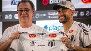 Marcelo Teixeira, presidente do Santos, e Neymar.