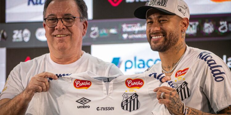 Marcelo Teixeira, presidente do Santos, e Neymar.