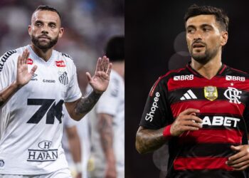 Santos x Flamengo no Brasileirão.