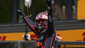 Verstappen comemora vitória na sprint da Fórmula 1