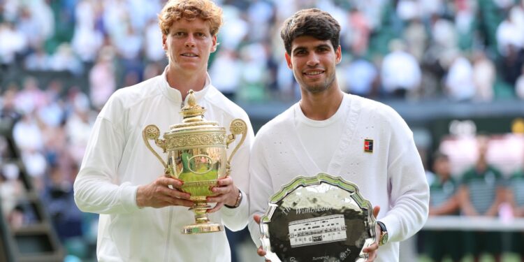 Sinner e Alcaraz em Wimbledon.