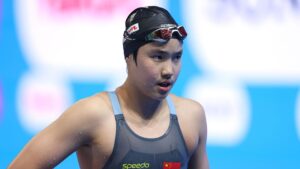 Yu Zidi em ação no Mundial de Esportes Aquáticos