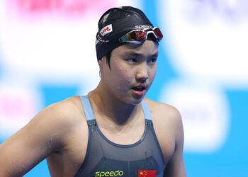 Yu Zidi em ação no Mundial de Esportes Aquáticos