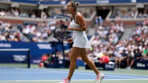 Sabalenka vibrando em primeira rodada do US Open