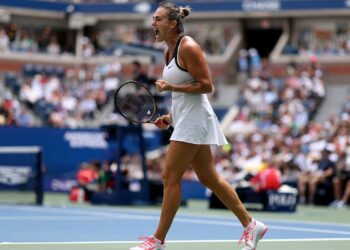 Sabalenka vibrando em primeira rodada do US Open