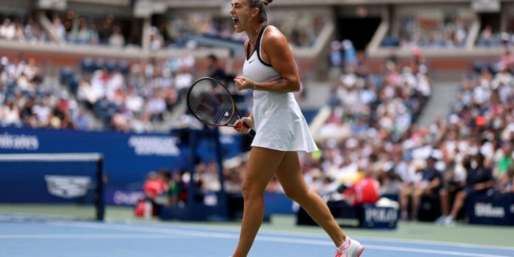 Sabalenka vibrando em primeira rodada do US Open