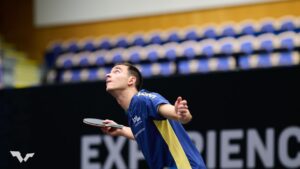 Hugo Calderano em ação no Europe Smash