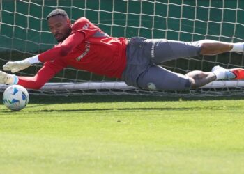 Carlos Miguel em treinamento do Palmeiras