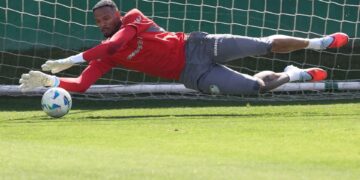 Carlos Miguel em treinamento do Palmeiras