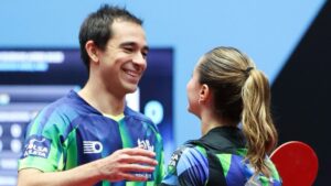 Hugo Calderano e Bruna Takahashi.