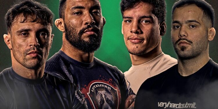 Henrique Durans, Guilherme França, Jefferson Pontes e Eduardo Roque disputarão o cinturão da categoria até 76kg – Foto: divulgação