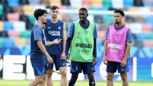 Dembelé e companheiros em preparação para PSG x Tottenham