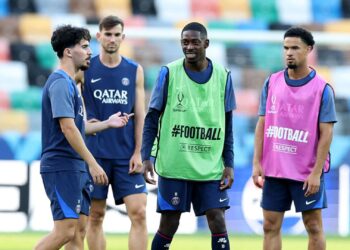 Dembelé e companheiros em preparação para PSG x Tottenham