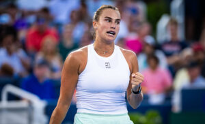Sabalenka durante partida contra Raducanu