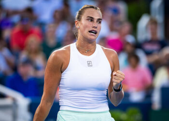 Sabalenka durante partida contra Raducanu