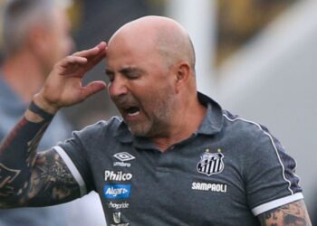 Sampaoli durante sua primeira passagem pelo Santos