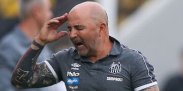 Sampaoli durante sua primeira passagem pelo Santos