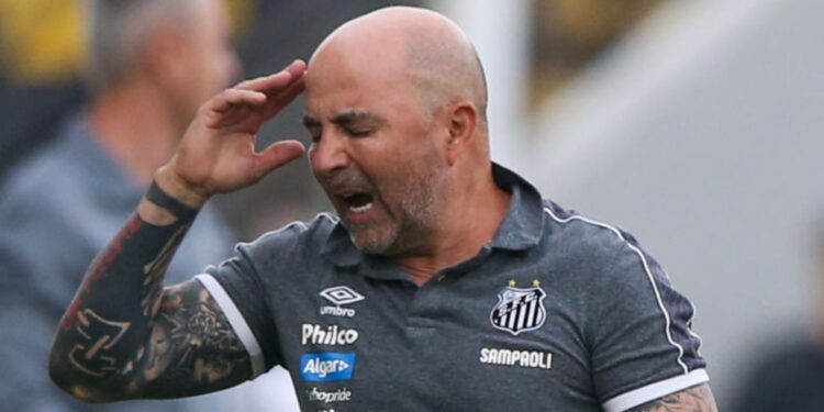 Sampaoli durante sua primeira passagem pelo Santos