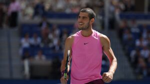 Alcaraz em ação nas quartas de final do US Open