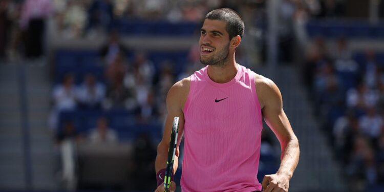 Alcaraz em ação nas quartas de final do US Open