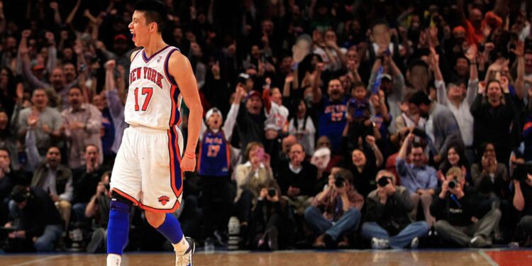 Jeremy Lin em ação pelos Knicks em 2012