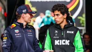 Bortoleto e Verstappen durante GP da Bélgica