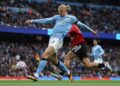 Haaland em lance que marcou o gol do City