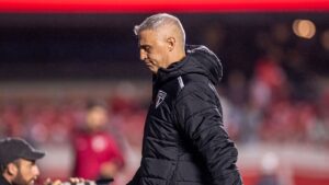Hernán Crespo em jogo do São Paulo contra a LDU