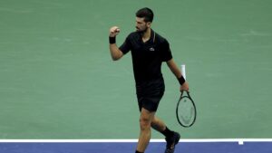 Djokovic durante jogo contra Fritz no US Open