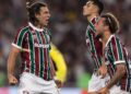 Jogadores do Fluminense comemorando gol contra o Bahia
