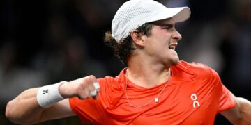 João Fonseca comemora vitória na Laver Cup