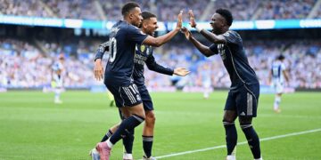 Jogadores do Real Madrid comemorando gol