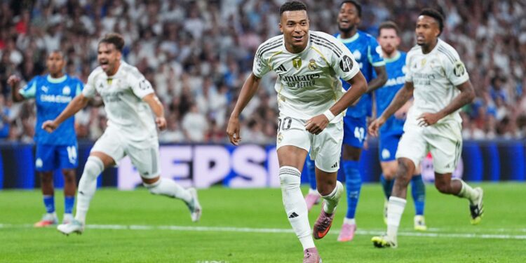 Mbappé comemorando gol do Real Madrid