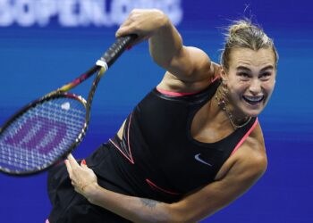 Sabalenka durante partida contra Pegula